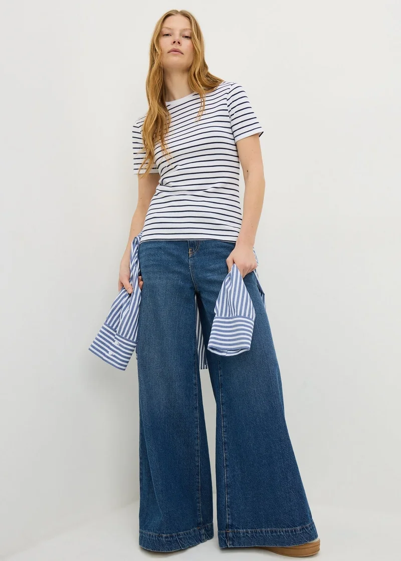 Matalan Navy Stripe Fitted T-Shirt